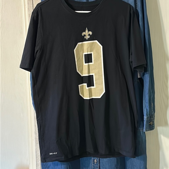 NWOT Drew Brees NFL NEW ORLEANS SAINTS LOGO NIKE LARGE DRIFIT Men’s T-shirt - Picture 2 of 9